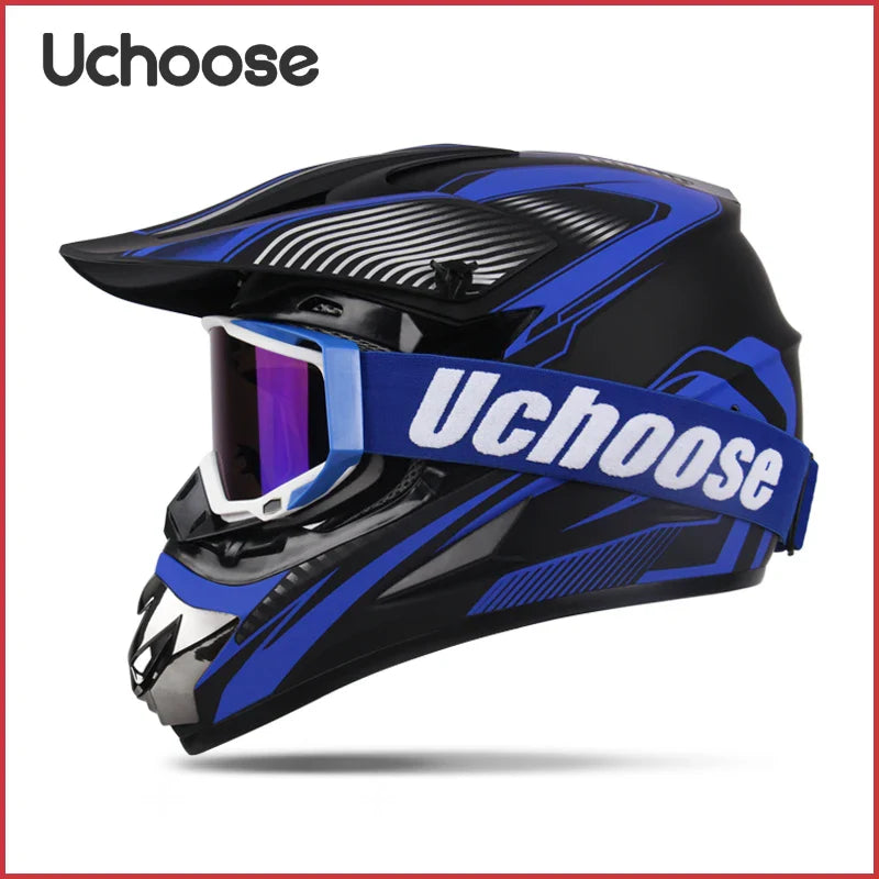 UCHOOSE Motorcycle Helmet Professional Motocross Off Road Helm Children Off-road Casque Capacete De Motocicleta Gift Goggles