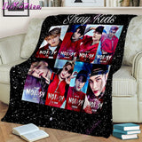 Stray Kids Blanket Soft Sofa Cover Kpop Singer Throw Blanket Fleece Blanket Lightweight Warm Bed Blankets for Bedroom Couch