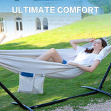 Double Hammock with Space Saving Steel Stand 2 Person Heavy Duty Garden Yard Outdoor 450lb Capacity Hammocks