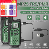 2Pack Baofeng MP25 PMR446/FRS Long Range Rechargeable Type-C Charge Mini Walkie Talkie With LCD Display Flashlight Two-way Radio