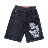 Y2K Hip Hop JNCO baggy jeans Denim Shorts vintage pattern Men Women Summer New Harajuku Gothic Men Basketball Shorts Streetwear