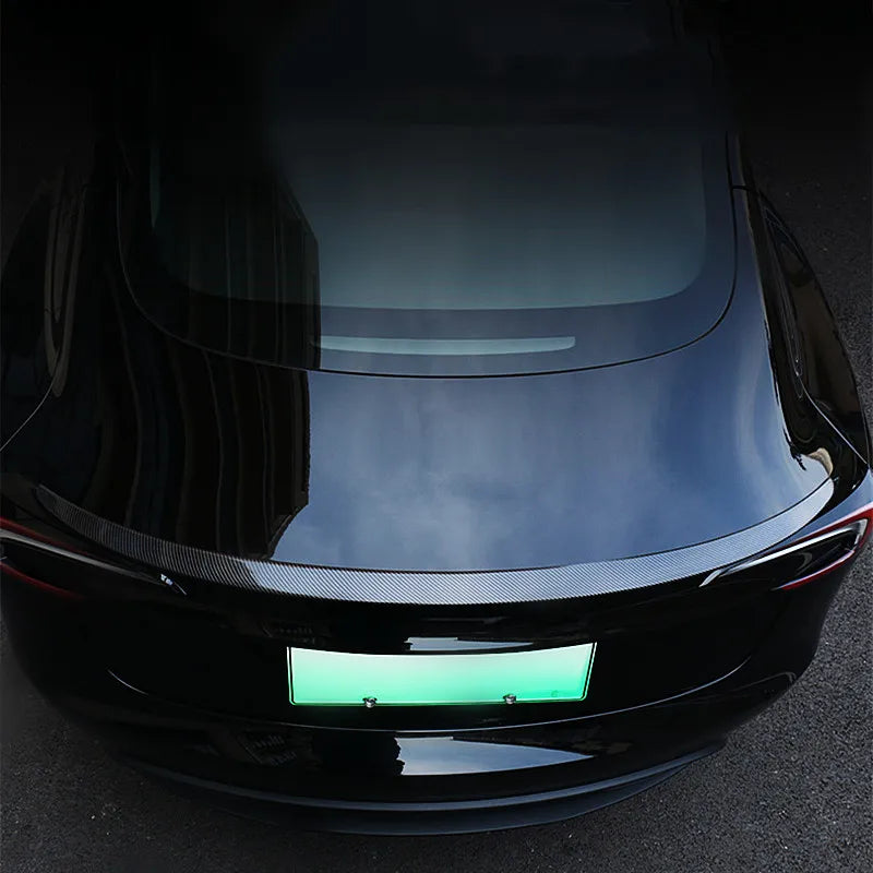 For 2024 New Tesla Model 3 Rear Trunk Lid Boot Ducktail Lip Car Spoiler Wings ABS Black Carbon Exterior Tuning Accessories Part