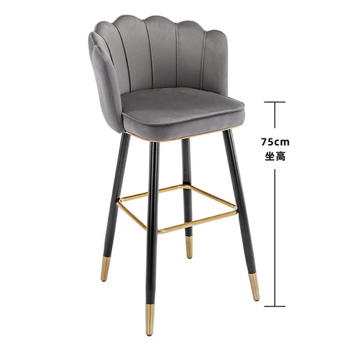 Leather High Bar Chair Modern Nordic Luxury Blue Minimalist Dining Chairs Metal Design Banqueta Giratria Furniture Bar Chair