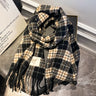 Retro Plaid Cashmere Womens Scarf Winter Thick Warm Solid Cape Wraps Female bandana pashmina long tassel female foulard