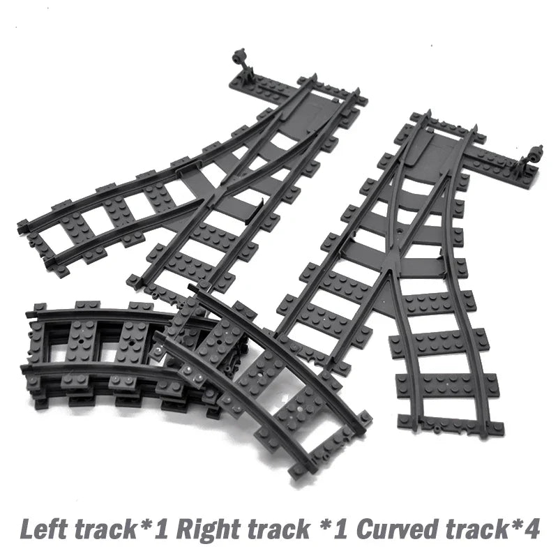 City Trains Train Rail Crossing Track Rails Soft Tracks Cruved Straight Railway Building Blocks Bricks DIY Toys For Children Boy