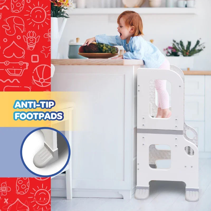 CORE PACIFIC Kitchen Buddy 2-in-1 Stool for Ages 1-3 safe up to 100 lbs. step stool  ladder