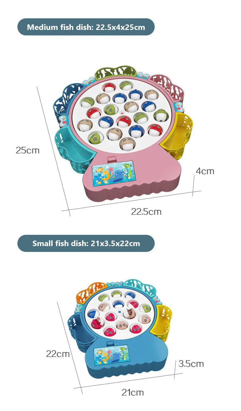 Children Electric Fishing Toys with Music Rotating Fish Interactive Board Game Fine Motor Skill Parent-child Toys for Kids Gifts