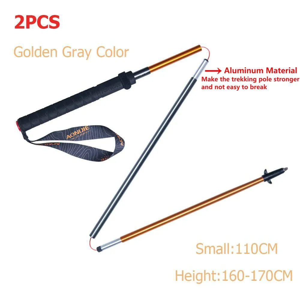 2PCS AONIJIE E4201 Lightweight Folding Collapsible Quick Lock Trekking Pole Hiking Pole Trail Running Walking Stick Carbon Fiber