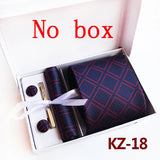 Ties For Men Luxury Tie Set Gift Box Jacquard Necktie Pocket Square Clip Cufflinks Handkerchief Corbata