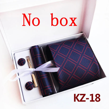 Ties For Men Luxury Tie Set Gift Box Jacquard Necktie Pocket Square Clip Cufflinks Handkerchief Corbata