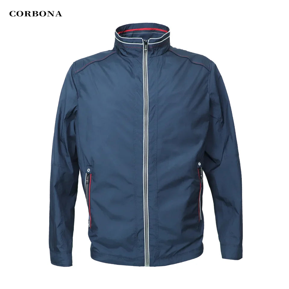 CORBONA 2024New Men Spring Summer Lightweight Jacket Long Sleeve Oversized Autumn Coat Windproof Sea Beach Fishing Outdoor Parka