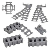 City Train Track Building Block Set 100PCS Soft Straight Curve Flexible Switch Railway Tracks Rails DIY Toys For Boys