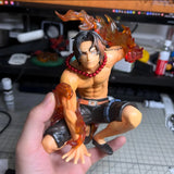 16CM One Piece GK Portgas D Ace Figure Anime Toys Collectible Figurines Model Squatting Fire Fist Ace Ornaments Gifts For Animer