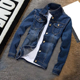 Men Denim Jacket Autumn Winter Men Jeans Jacket Long Sleeve Popular Slim Fit Turndown Collar Jeans Jacket for Working