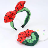 ncmama 2Pcs New Avocado Print Hairbands For Kids Girls Cute Strawberry Headband Elastic Rubber Scrunchies Women Ponytail Holder