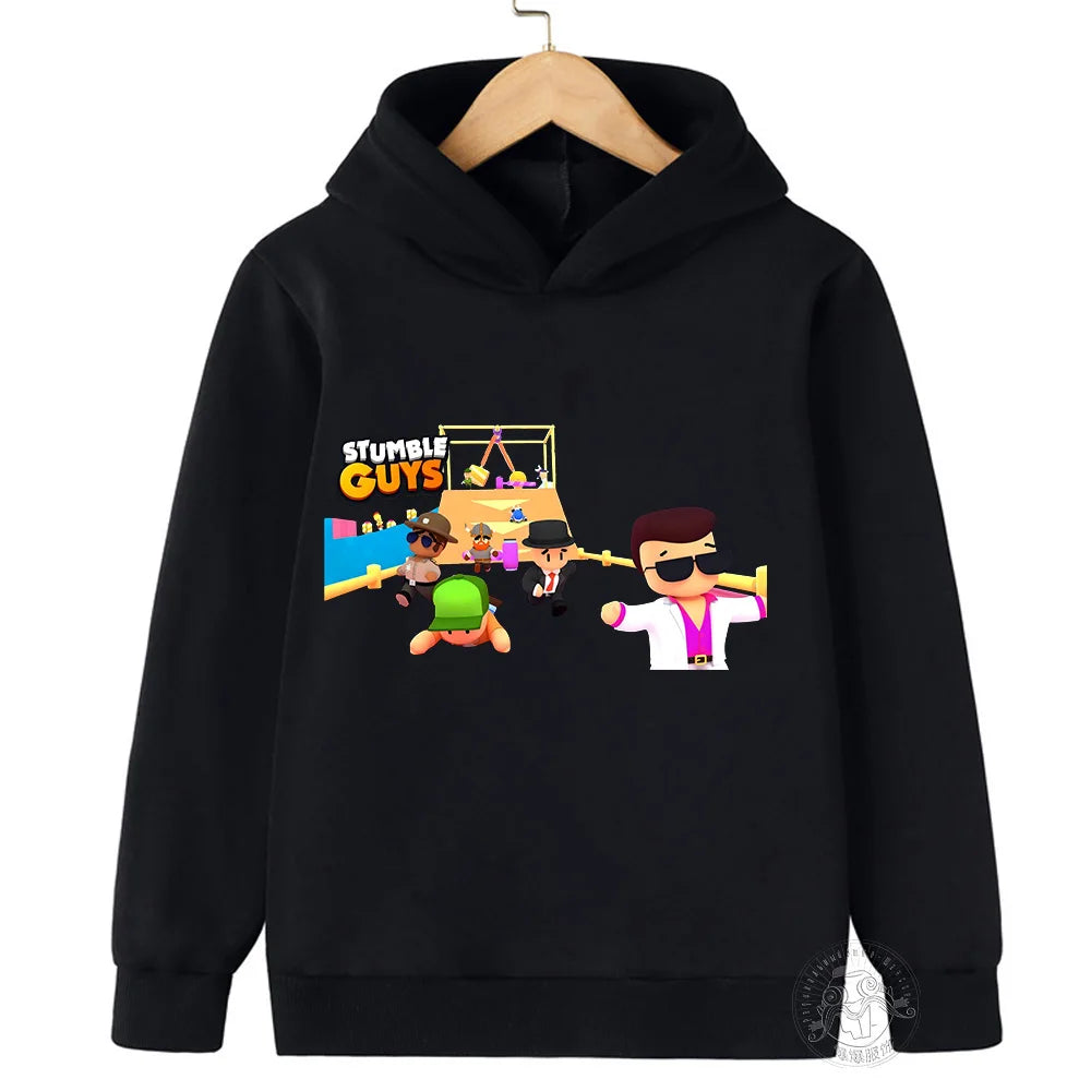 Kids Anime Stumble Guys Hooded Sweatshirts Long Sleeve Pullover Boys Girls Game Print Hoodies Stumble Guys Children Hoodie Tops