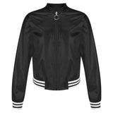 Kids Girls Shiny Baseball Jacket Bolero Disco Blazer Street Dance Wear Long Sleeve Metallic Zipper Bomber Coat Outerwear