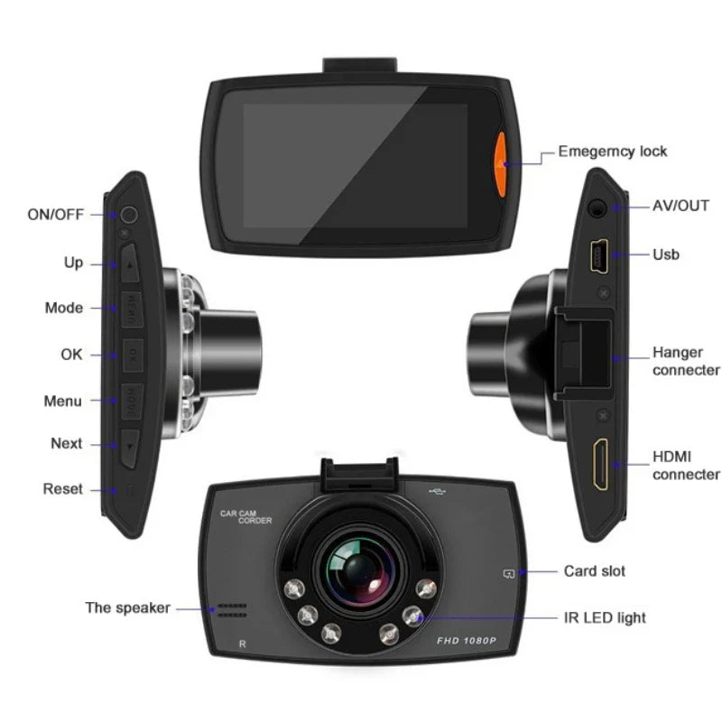 G30 Car DVR Dash Cam Full HD 1080P 140 Degree Dashcam Driving Recorder Cycle Recording Night Vision Wide Angle Video Camera