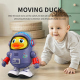 Space Duck Dancing Toy New Cartoon Space Swinging Colorful Light Music Ducks Animal Electric Dancing Walking Yellow Duck Baby