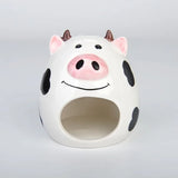 Summer Cooling Ceramic Nest Cartoon Cow Mini Pet Bed For Hamster Golden Bear Rats Guniea Pig  Small Animals Habitat Cage House