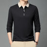 Men's Long Sleeve Polo Shirts Autumn Spring Smart Casual Male Clothes Korean Navy Plain Tee Shirts Regular Fit Man Polo Top