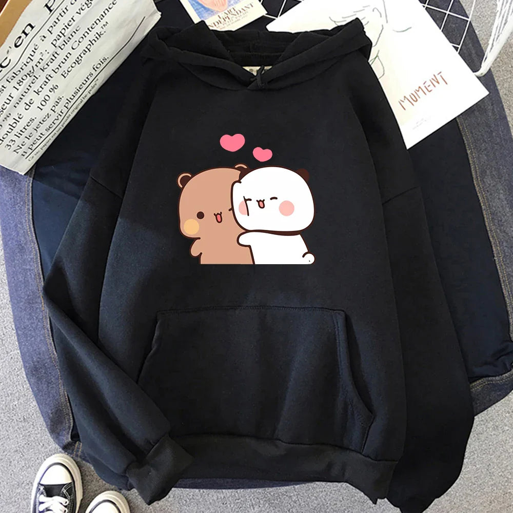 Cartoon Panda Bubu And Dudu Women Plus Size Hoodie Sweatshirt Kawaii Harajuku Round Neck Harajuku Unisex Printed Clothes Tops