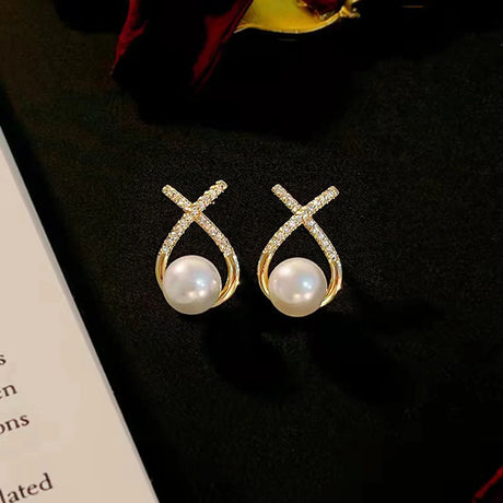 Elegant Pearl Earrings For Women Girls Glossy Rhinestone Stud Earrings Bride Ear Stud 2024 Wedding Party Trendy Ear Jewelry