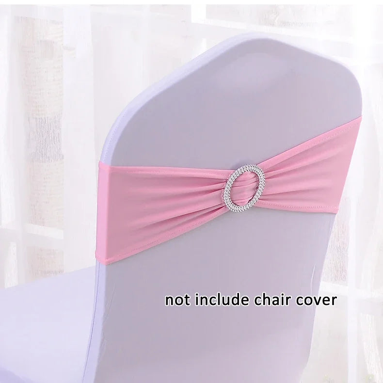 50pcs/lot Stretch Lycra Spandex Chair Covers Bands With Buckle Slider For Wedding Decorations Wholesale Chair Sashes Bow