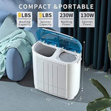 Portable Washing Machine, Twin Tub Washing Machine Compact spinner Combo with 14lbs capacity, 9Lbs Washer and 5Lbs Spinner Dryer