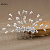 Wedding Pearl Flower Hair Combs Hair Accessories Hair Clips Hairpin Crystal Bride Headdress for Women Barrettes Hair Jewelry