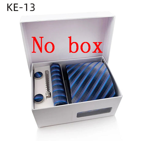 Luxury Tie Set Gift Box For Men Wedding Jacquard Necktie Square Clip Cufflinks Handkerchief Brezo Pour Teal Tie