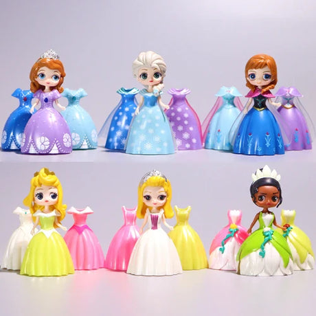 Disney Princess Toys Frozen Elsa Cinderella Ariel Alice Magic Clip Dress Clothes Change Figures Dolls