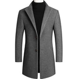 New Winter Fashion Men Warm Long Business Casual Slim Fit Long Sleeve Cardigans Blends Coat Jacket Suit Solid Men's Woolen Coats