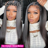 WOWANGEL Bye Bye Knots Wig 5x5 HD Lace Closure Wigs Melt Skins 34inches Straight Human Hair Wigs Bleached Knots Glueless Wigs