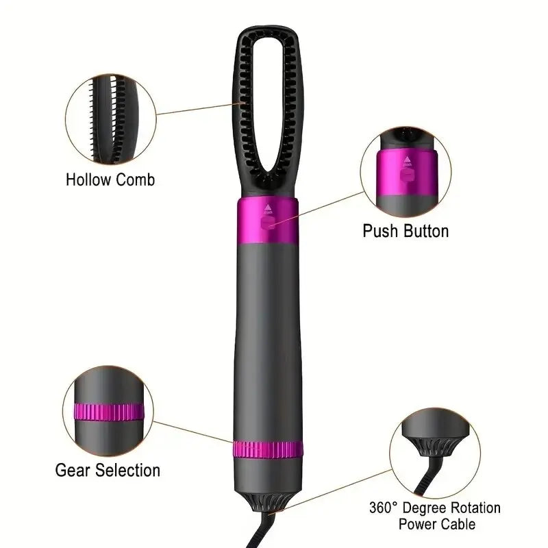 HOMEFISH 5 in 1 Hair Dryer Brush Hot Air Brush & Volumizer Styler Set with Interchangeable Brush Head Negative Ionic Blow Dryer