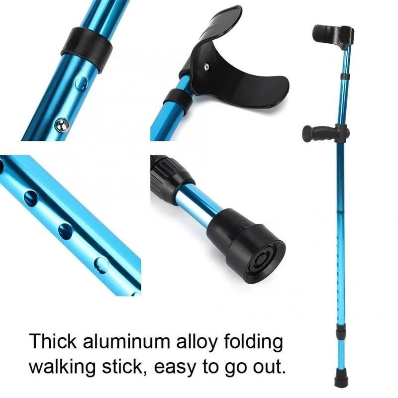 Adjustable Telescopic Underarm Cane Crutch Crutches Aluminum Alloy for Disabled Seniors Elderly Portable Folding Walking Stick O