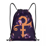 Purple Rain Paisley Park Logo Drawstring Backpack Sports Gym Sackpack Artist Prince String Bag for Working Out