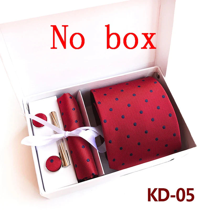 Luxury Tie Set Gift Box For Men Wedding Jacquard Necktie Square Clip Cufflinks Handkerchief Brezo Pour Teal Tie