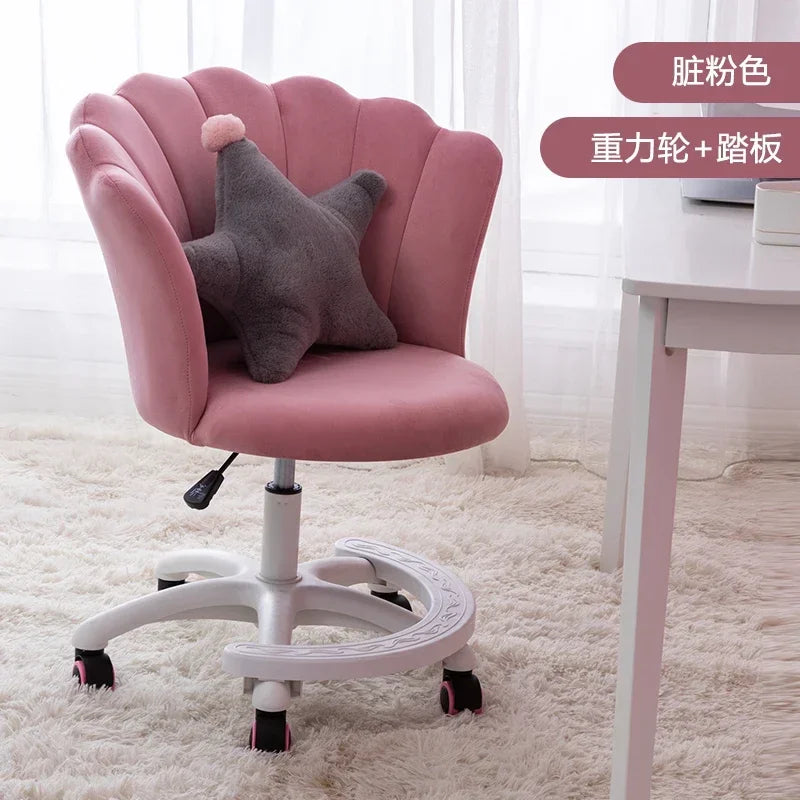 Nordic Computer Pink Chair Girl Dressing Stool Living Room Wheeled Armchairs Rotatable Liftable Sofa Armrest Seat Vanity Chair