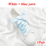 1 Pair Silk Shoe Laces Satin Ribbon Flat Shoelaces Girls Casual Canvas Shoes Double-sided Weaving White Shoe Lace Accessories