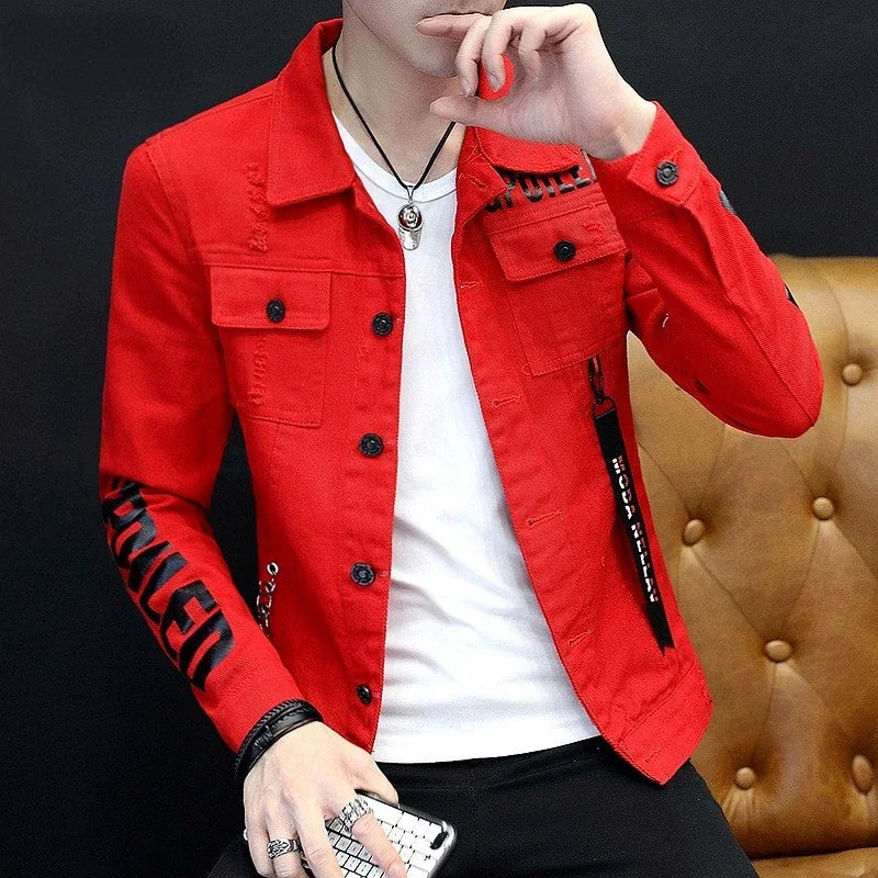 Spring 2024 New Broken Brand Loose Casual Denim Jacket Black Denim Jacket Coat Men's Korean Fashion Men' Suit Jacket Streetwear