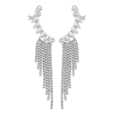 New Luxury Rhinestone Women's Earrings Tassel Crystal Hanging Earrings Wedding Shiny Statement Party Jewelry