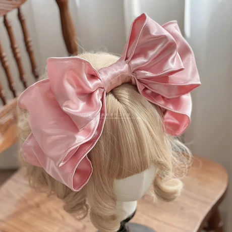 Lolita Handmade Cute Headwear Girls Oversized Bow Headband Lolita Hair Accessories Satin Multicolor