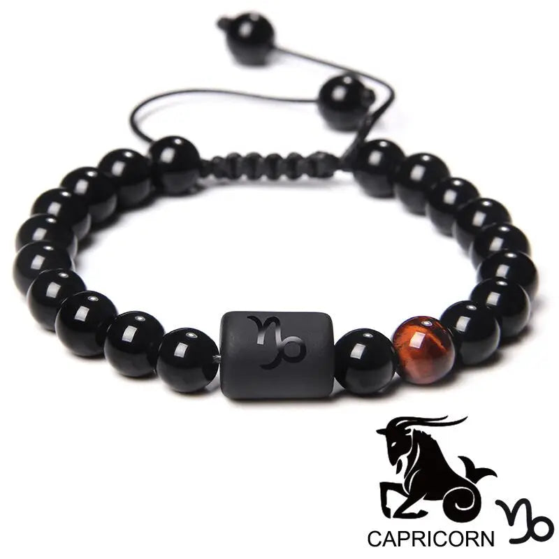 Handmade 12 Zodiac Sign Constellation Horoscope Beads Braided Bracelet Natural Stone Beads Bracelet Birthday Gift for Women Men