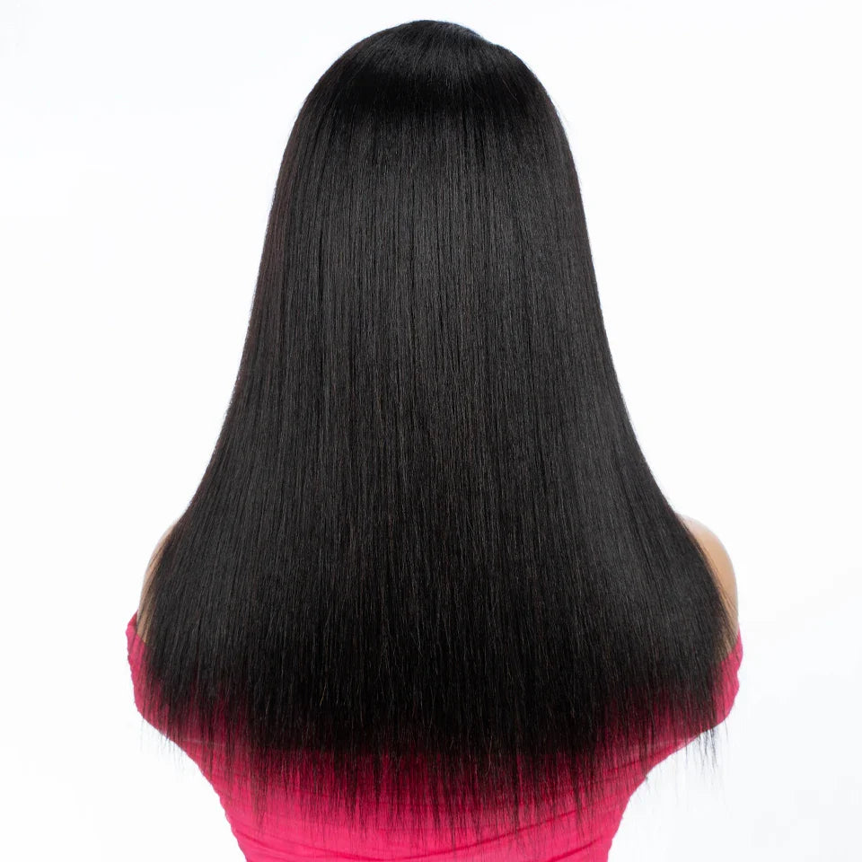 Sleek Straight Human Hair Wigs For Women Left sided 13X6X1 Lace Front Wigs Natural Black 18 Inch Remy Brazilian Hair Wigs