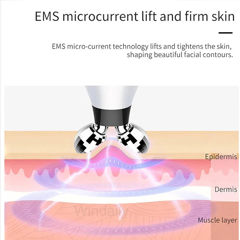 Mini EMS Microcurrent Facial Massager Face Lifting Body Slimming Massage Roller Wrinkle Removal Skin Rejuvenation Skin Care Tool