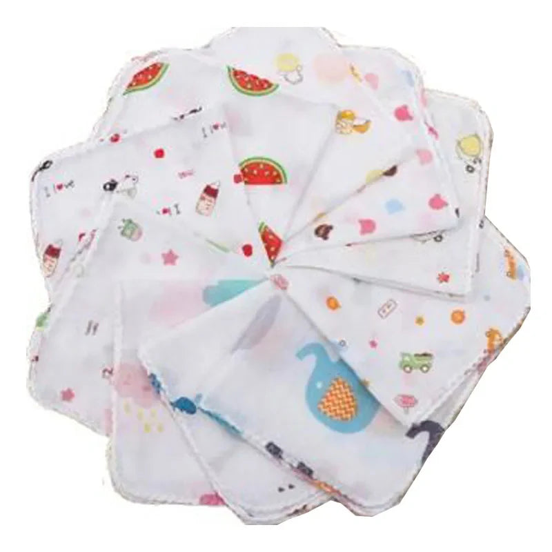 3Pcs/lot Mini Square cartoon printed baby Handkerchiefs Children Pocket 100% Cotton kids Towel For Birthday Party Christmas gift