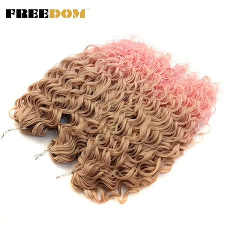 FREEDOM Synthetic Deep Wavy Twist Crochet Hair Afro Curly Hair Crochet Braids Hair Extensions For Women High Temperature Fiber