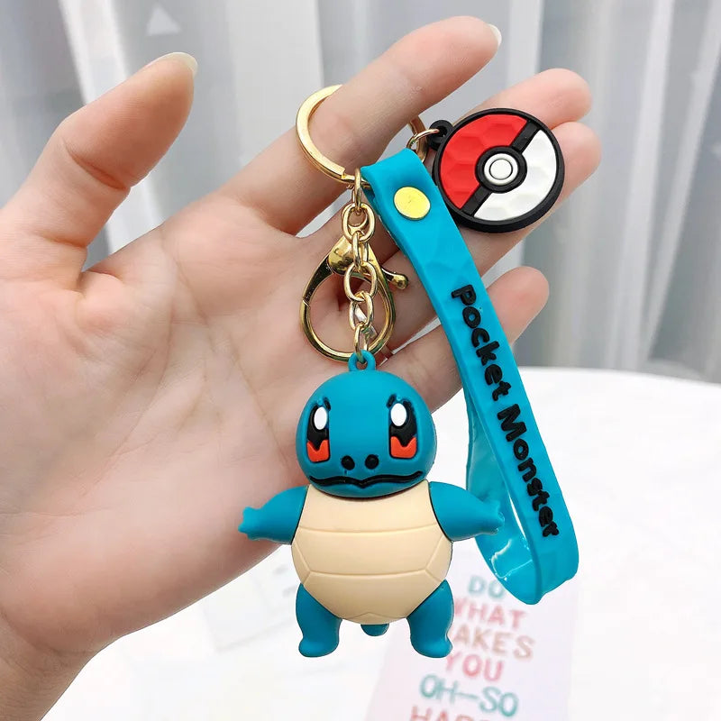 Pokemon Keychain Anime Figures Pikachu Cartoon Key Chain Charmander Psyduck Fashion Bag Keyring Pendant Accessories Toy Kid Gift