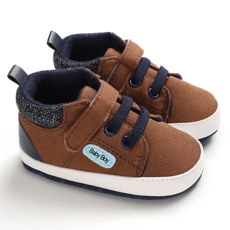 Newborn Boys' Middle top and High top fashion sneakers Boys' and Girls' casual soft cloth bottom anti slip First Walkering shoes